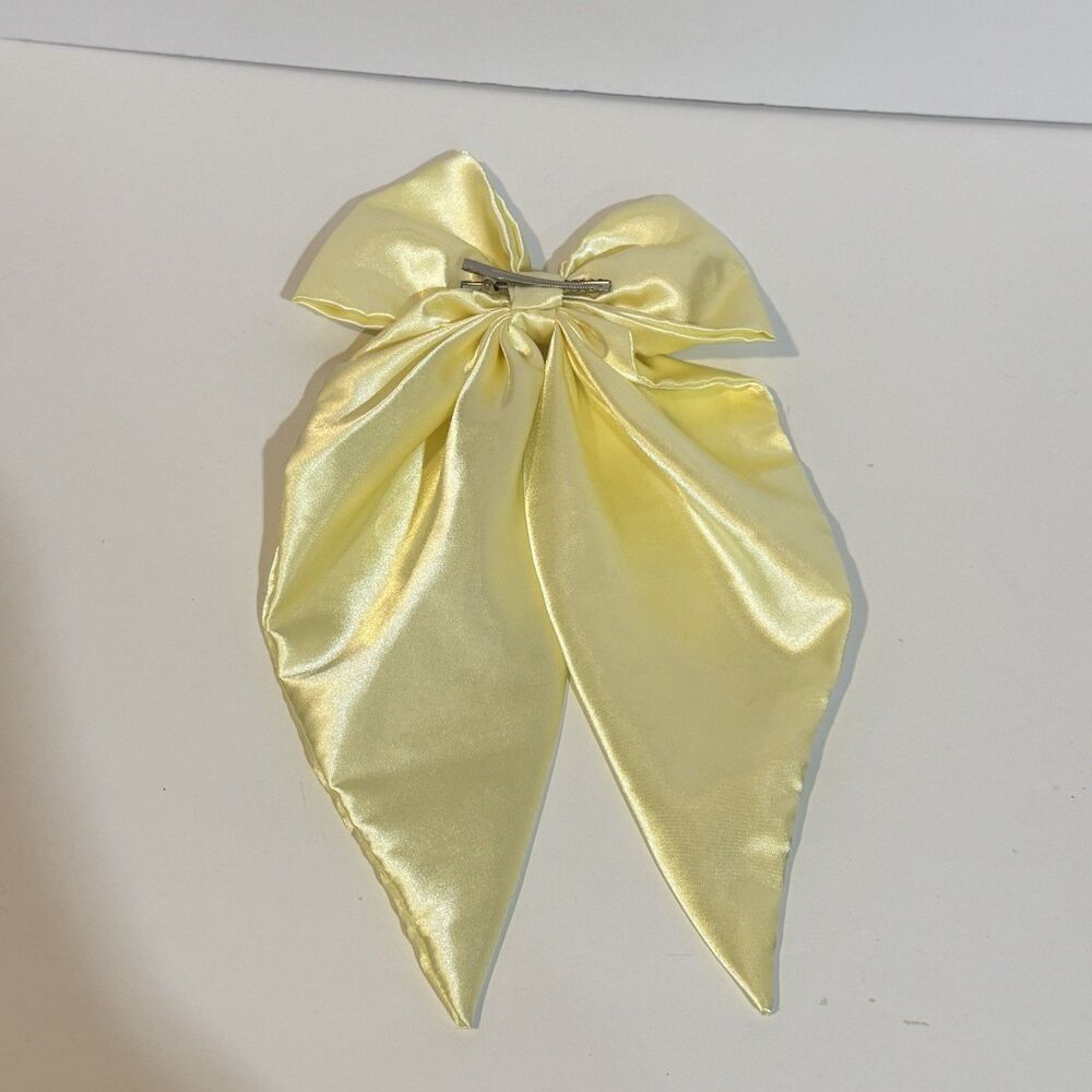 Large Satin Bow Barrettes Women Ribbon Hair Clips Hairpins for Styling Yellow - Picture 16 of 16